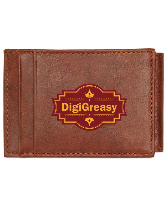 DIGIGREASY™- Brown Leather Font Magnetics Pocket Wallet