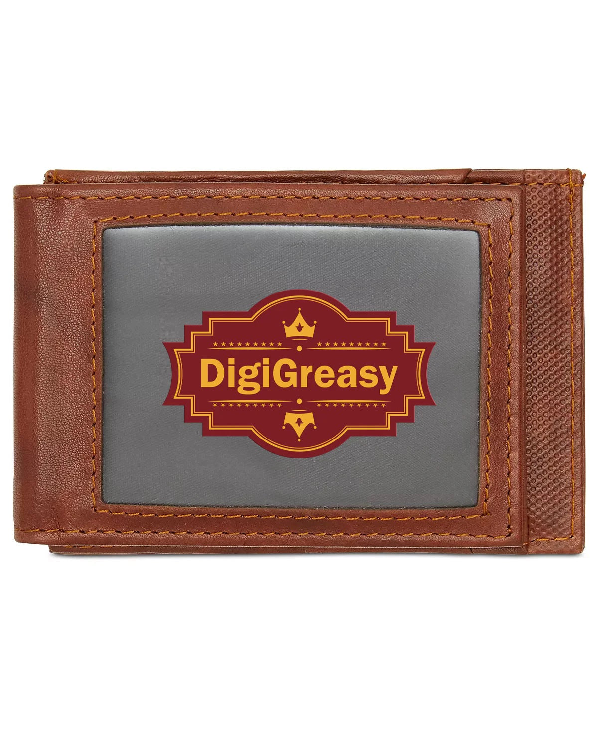 DIGIGREASY™- Brown Leather Font Magnetics Pocket Wallet